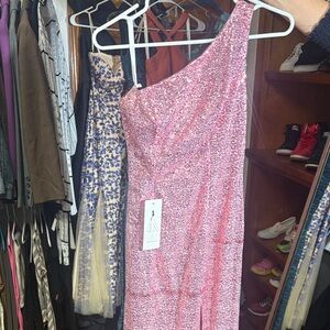 Stunning Pink Sequin One-Shoulder Prom Dress